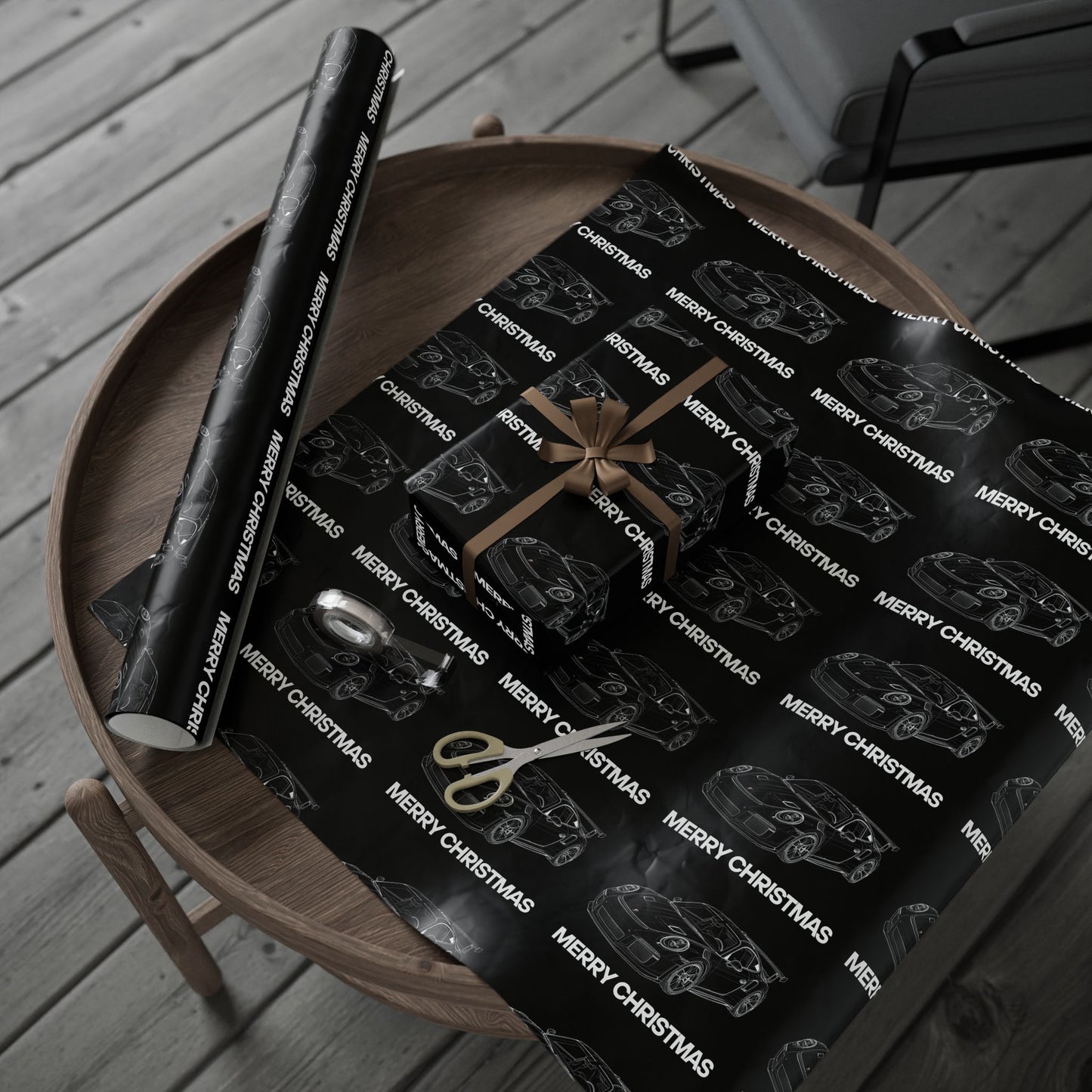 Minimalist Porsche Christmas Gift Wrapping Paper