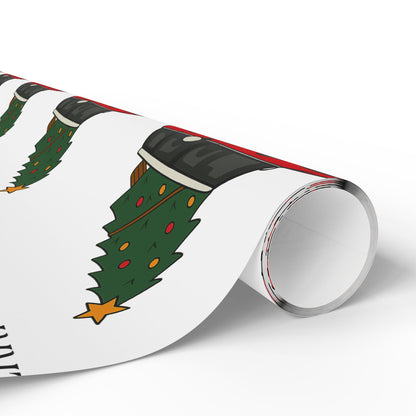 Mini Cooper Christmas Tree Wrapping Paper Roll — Festive Holiday Gift Wrap